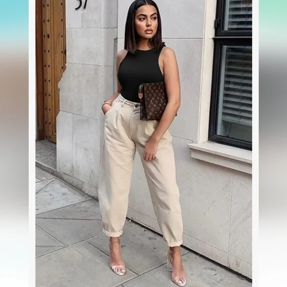 Sexy Sleeveless Racer Back Halter Neck Thong Bodysuit Tank Top Black Sz M - Picture 2 of 10